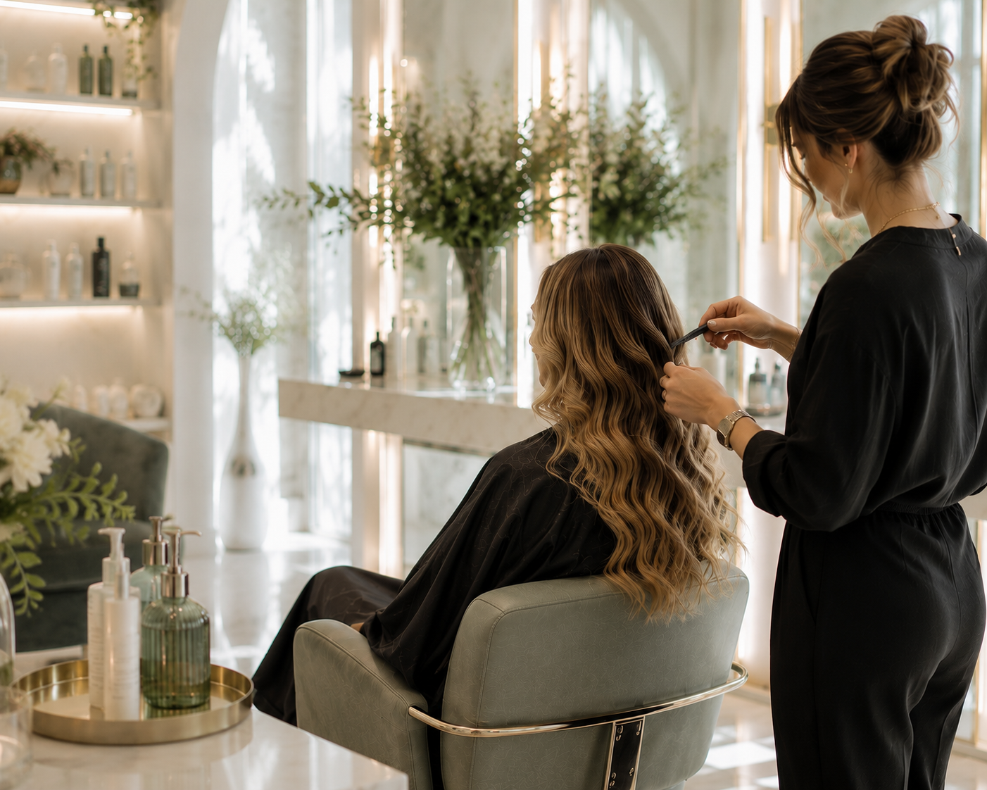 A serene, modern salon interior